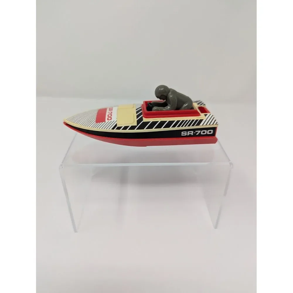 Vintage 1978 Tomy Speed Boat SR-700 Toy Black White Red No‎ Motor Made in China
